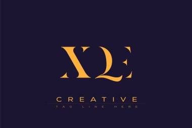 XQE soyut harf logosu tasarımı. Bu logo üç soyut harf tarafından tasarlanmıştır..