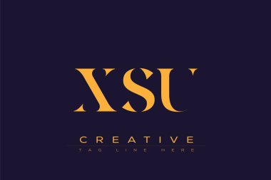 XSU soyut harf logosu tasarımı. Bu logo üç soyut harf tarafından tasarlanmıştır..