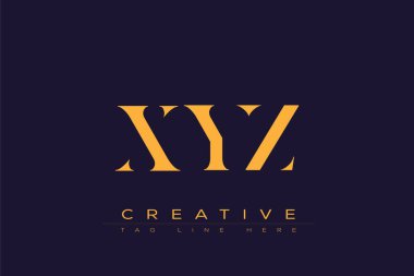 XYZ soyut harf logosu tasarımı. Bu logo üç soyut harf tarafından tasarlanmıştır..