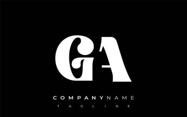 GA Yaratıcı Soyut Tipografi Logosu Tasarımı. Cesur tipografi ve yaratıcı şekilleri birleştiren zarif logo, markalaşma ve kimlik çözümleri için ideal.