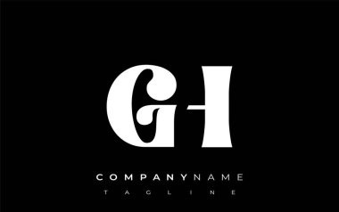 GH Yaratıcı Soyut Tipografi Logosu Tasarımı. Cesur tipografi ve yaratıcı şekilleri birleştiren zarif logo, markalaşma ve kimlik çözümleri için ideal.