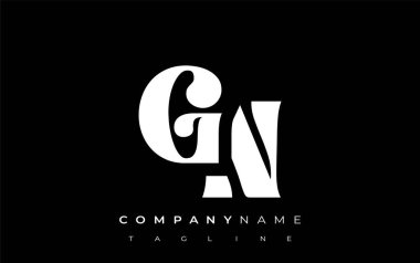 GN Yaratıcı Soyut Tipografi Logosu Tasarımı. Cesur tipografi ve yaratıcı şekilleri birleştiren zarif logo, markalaşma ve kimlik çözümleri için ideal.