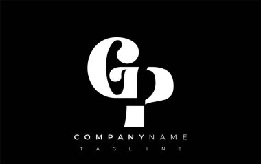 GP Yaratıcı Soyut Tipografi Logosu Tasarımı. Cesur tipografi ve yaratıcı şekilleri birleştiren zarif logo, markalaşma ve kimlik çözümleri için ideal.