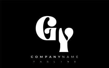 GY Yaratıcı Soyut Tipografi Logosu Tasarımı. Cesur tipografi ve yaratıcı şekilleri birleştiren zarif logo, markalaşma ve kimlik çözümleri için ideal.