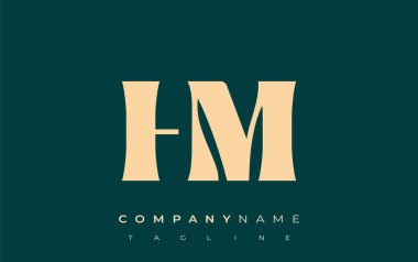 HM Yaratıcı Soyut Tipografi Logosu Tasarımı. Cesur tipografi ve yaratıcı şekilleri birleştiren zarif logo, markalaşma ve kimlik çözümleri için ideal.