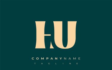 HU Yaratıcı Soyut Tipografi Logosu Tasarımı. Cesur tipografi ve yaratıcı şekilleri birleştiren zarif logo, markalaşma ve kimlik çözümleri için ideal.