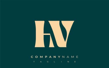 HV Yaratıcı Soyut Tipografi Logosu Tasarımı. Cesur tipografi ve yaratıcı şekilleri birleştiren zarif logo, markalaşma ve kimlik çözümleri için ideal.