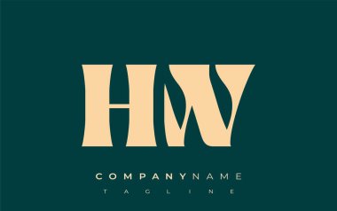 HW Yaratıcı Soyut Tipografi Logosu Tasarımı. Cesur tipografi ve yaratıcı şekilleri birleştiren zarif logo, markalaşma ve kimlik çözümleri için ideal.