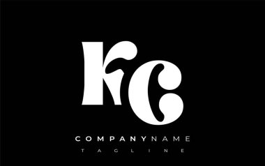 KC Yaratıcı Soyut Tipografi Logosu Tasarımı. Cesur tipografi ve yaratıcı şekilleri birleştiren zarif logo, markalaşma ve kimlik çözümleri için ideal.