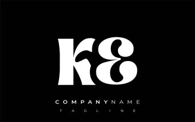 KE Yaratıcı Soyut Tipografi Logosu Tasarımı. Cesur tipografi ve yaratıcı şekilleri birleştiren zarif logo, markalaşma ve kimlik çözümleri için ideal.