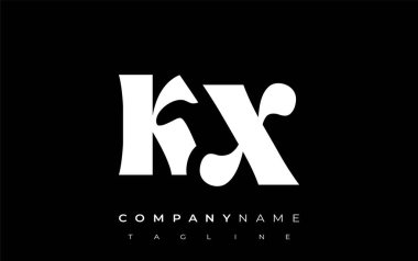 KX Yaratıcı Soyut Tipografi Logosu Tasarımı. Cesur tipografi ve yaratıcı şekilleri birleştiren zarif logo, markalaşma ve kimlik çözümleri için ideal.