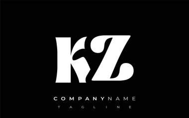 KZ Yaratıcı Soyut Tipografi Logosu Tasarımı. Cesur tipografi ve yaratıcı şekilleri birleştiren zarif logo, markalaşma ve kimlik çözümleri için ideal.