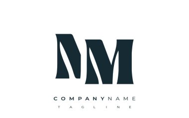 NM Yaratıcı Soyut Tipografi Logosu Tasarımı. Cesur tipografi ve yaratıcı şekilleri birleştiren zarif logo, markalaşma ve kimlik çözümleri için ideal.