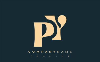 PY Yaratıcı Soyut Tipografi Logosu Tasarımı. Cesur tipografi ve yaratıcı şekilleri birleştiren zarif logo, markalaşma ve kimlik çözümleri için ideal.