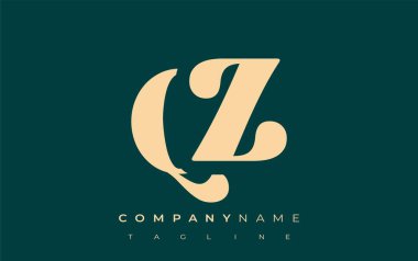 QZ Yaratıcı Soyut Tipografi Logosu Tasarımı. Cesur tipografi ve yaratıcı şekilleri birleştiren zarif logo, markalaşma ve kimlik çözümleri için ideal.