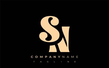 SN Yaratıcı Soyut Tipografi Logosu Tasarımı. Cesur tipografi ve yaratıcı şekilleri birleştiren zarif logo, markalaşma ve kimlik çözümleri için ideal.