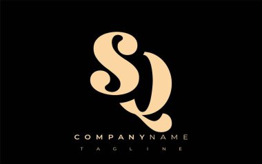 SQ Yaratıcı Soyut Tipografi Logosu Tasarımı. Cesur tipografi ve yaratıcı şekilleri birleştiren zarif logo, markalaşma ve kimlik çözümleri için ideal.