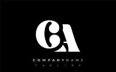 CA Yaratıcı Soyut Tipografi Logosu Tasarımı. Cesur tipografi ve yaratıcı şekilleri birleştiren zarif logo, markalaşma ve kimlik çözümleri için ideal.
