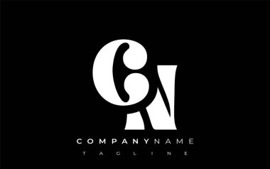 CN Yaratıcı Soyut Tipografi Logosu Tasarımı. Cesur tipografi ve yaratıcı şekilleri birleştiren zarif logo, markalaşma ve kimlik çözümleri için ideal.
