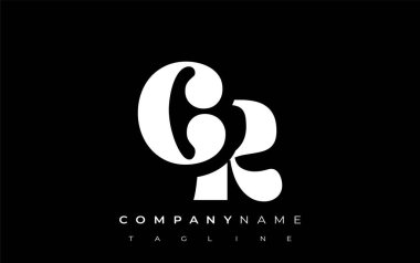 CR Yaratıcı Soyut Tipografi Logosu Tasarımı. Cesur tipografi ve yaratıcı şekilleri birleştiren zarif logo, markalaşma ve kimlik çözümleri için ideal.