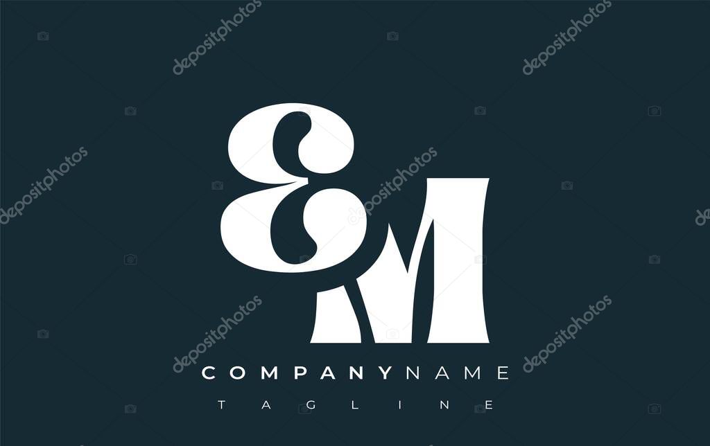 EM Creative Abstract Typography Logo Design. Elegant logo combining bold typography and creative shapes, ideal for branding and identity solutions.