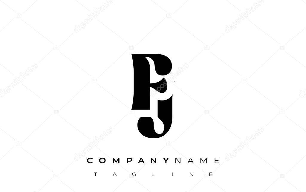 FJ Creative Abstract Typography Logo Design. Elegant logo combining bold typography and creative shapes, ideal for branding and identity solutions.