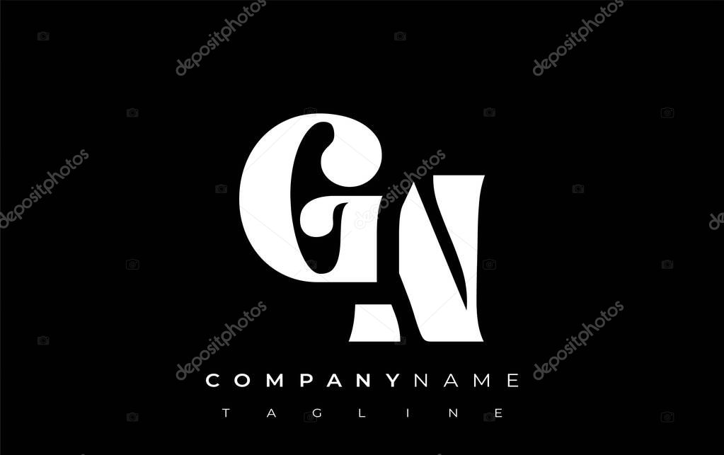GN Creative Abstract Typography Logo Design. Elegant logo combining bold typography and creative shapes, ideal for branding and identity solutions.