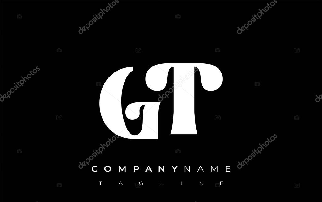 GT Creative Abstract Typography Logo Design. Elegant logo combining bold typography and creative shapes, ideal for branding and identity solutions.
