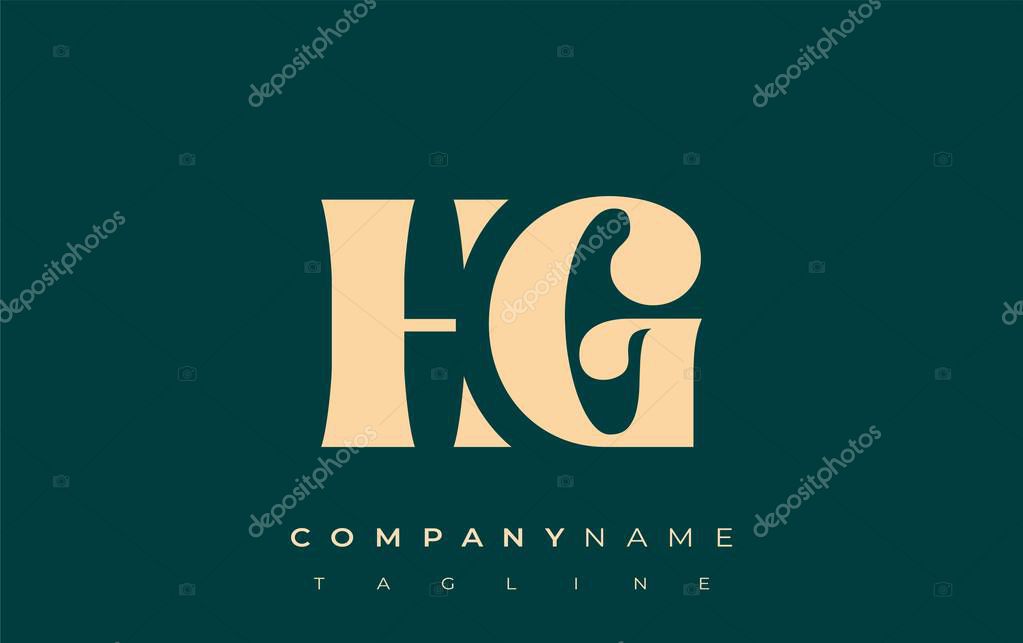 HG Creative Abstract Typography Logo Design. Elegant logo combining bold typography and creative shapes, ideal for branding and identity solutions.