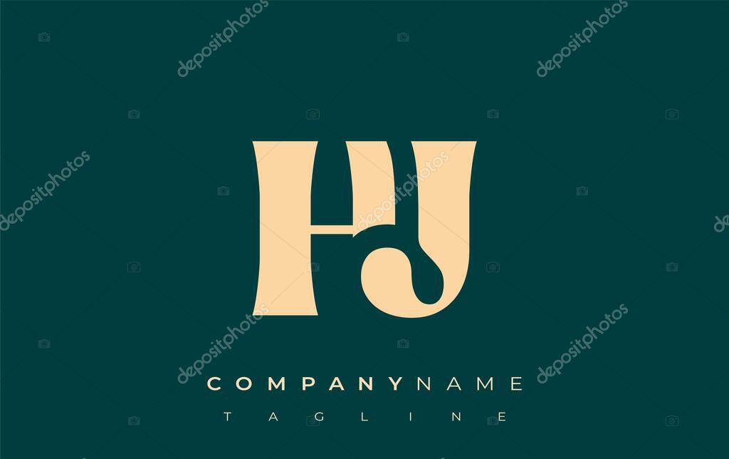 HJ Creative Abstract Typography Logo Design. Elegant logo combining bold typography and creative shapes, ideal for branding and identity solutions.