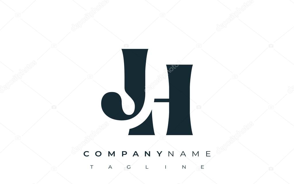JH Creative Abstract Typography Logo Design. Elegant logo combining bold typography and creative shapes, ideal for branding and identity solutions.