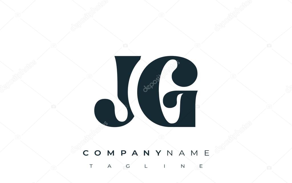 JG Creative Abstract Typography Logo Design. Elegant logo combining bold typography and creative shapes, ideal for branding and identity solutions.