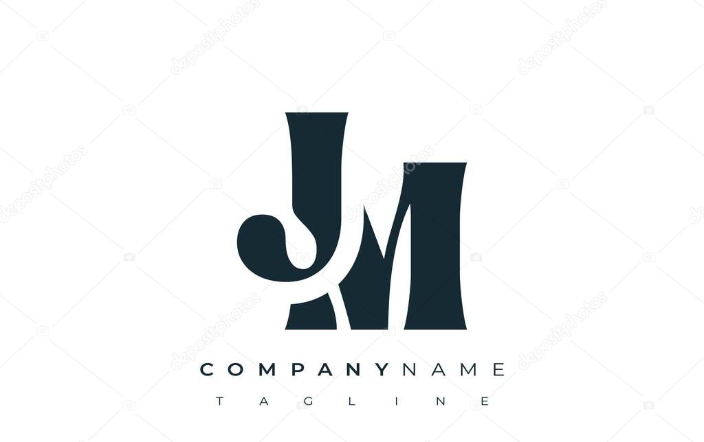 JM Creative Abstract Typography Logo Design. Elegant logo combining bold typography and creative shapes, ideal for branding and identity solutions.