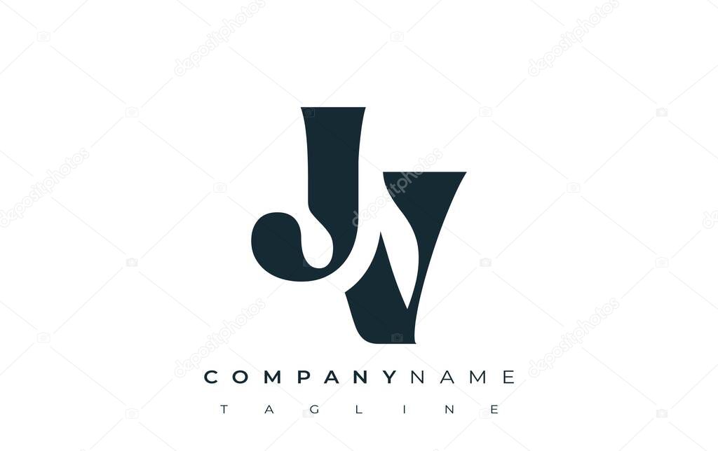 JV Creative Abstract Typography Logo Design. Elegant logo combining bold typography and creative shapes, ideal for branding and identity solutions.