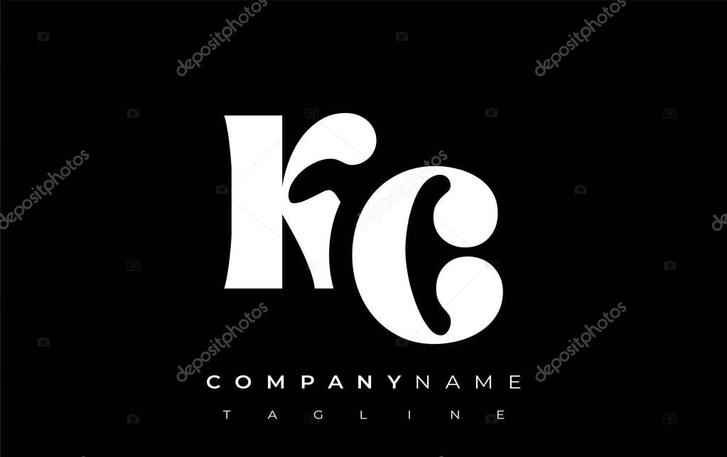 KC Creative Abstract Typography Logo Design. Elegant logo combining bold typography and creative shapes, ideal for branding and identity solutions.