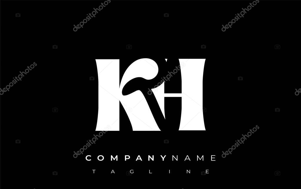 KH Creative Abstract Typography Logo Design. Elegant logo combining bold typography and creative shapes, ideal for branding and identity solutions.