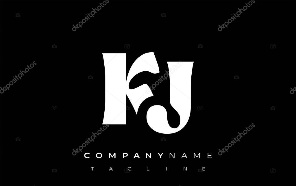 KJ Creative Abstract Typography Logo Design. Elegant logo combining bold typography and creative shapes, ideal for branding and identity solutions.