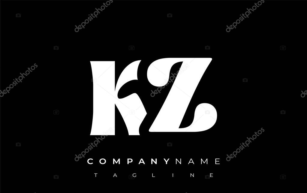 KZ Creative Abstract Typography Logo Design. Elegant logo combining bold typography and creative shapes, ideal for branding and identity solutions.