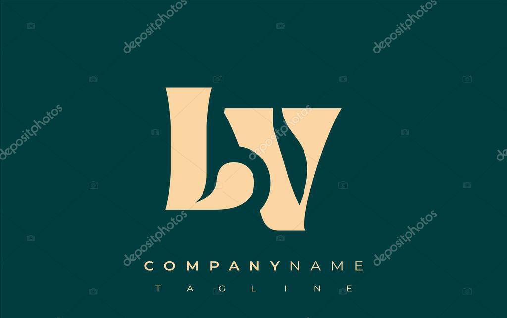 LV Creative Abstract Typography Logo Design. Elegant logo combining bold typography and creative shapes, ideal for branding and identity solutions.
