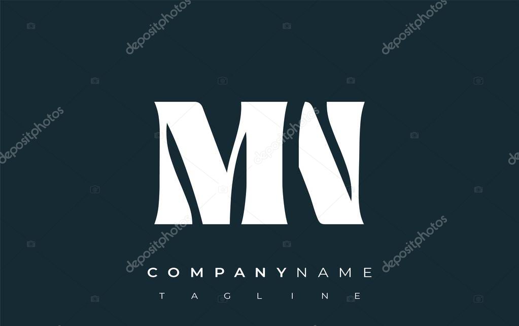MN Creative Abstract Typography Logo Design. Elegant logo combining bold typography and creative shapes, ideal for branding and identity solutions.