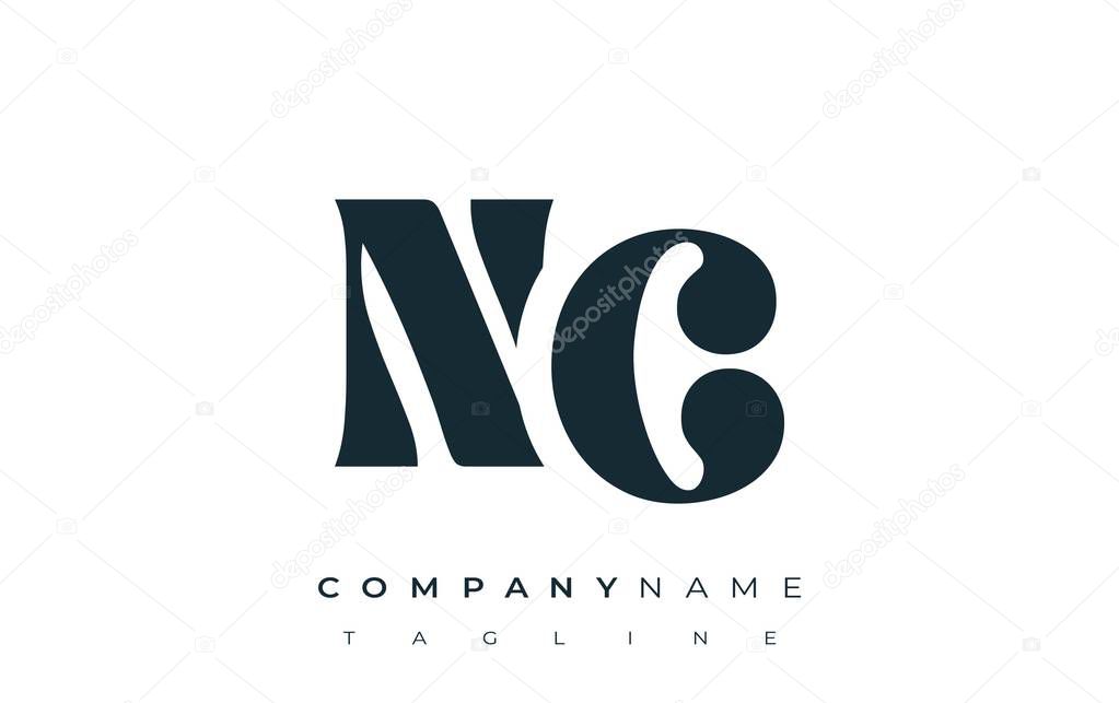 NC Creative Abstract Typography Logo Design. Elegant logo combining bold typography and creative shapes, ideal for branding and identity solutions.