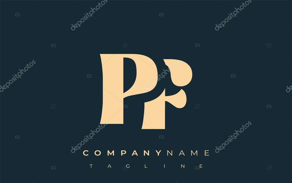 PF Creative Abstract Typography Logo Design. Elegant logo combining bold typography and creative shapes, ideal for branding and identity solutions.
