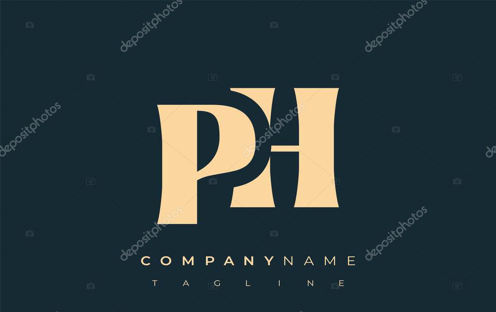 PH Creative Abstract Typography Logo Design. Elegant logo combining bold typography and creative shapes, ideal for branding and identity solutions.