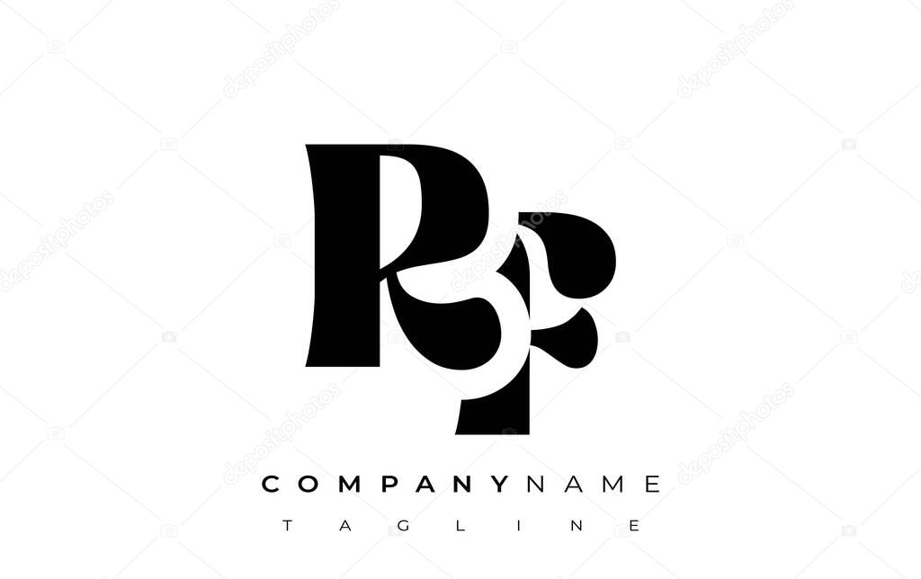 RF Creative Abstract Typography Logo Design. Elegant logo combining bold typography and creative shapes, ideal for branding and identity solutions.