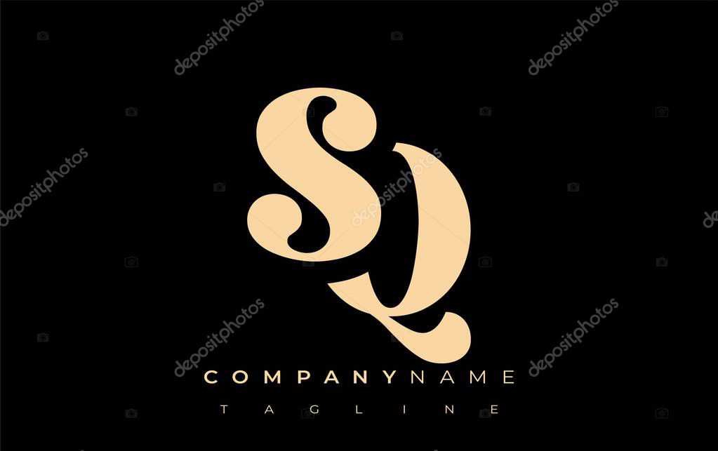 SQ Creative Abstract Typography Logo Design. Elegant logo combining bold typography and creative shapes, ideal for branding and identity solutions.