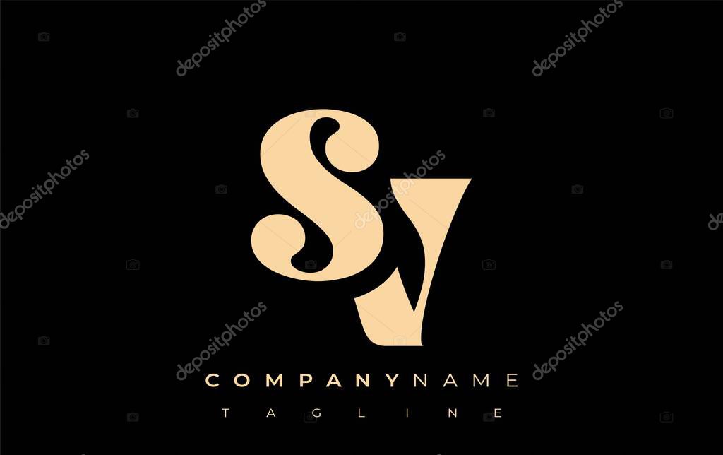 SV Creative Abstract Typography Logo Design. Elegant logo combining bold typography and creative shapes, ideal for branding and identity solutions.