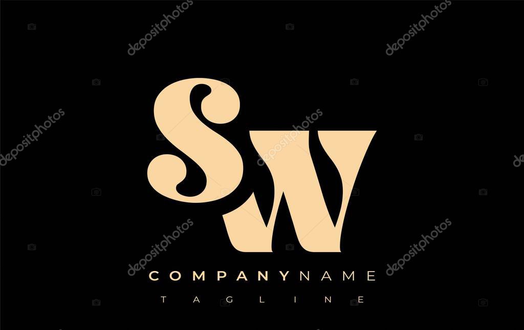 SW Creative Abstract Typography Logo Design. Elegant logo combining bold typography and creative shapes, ideal for branding and identity solutions.