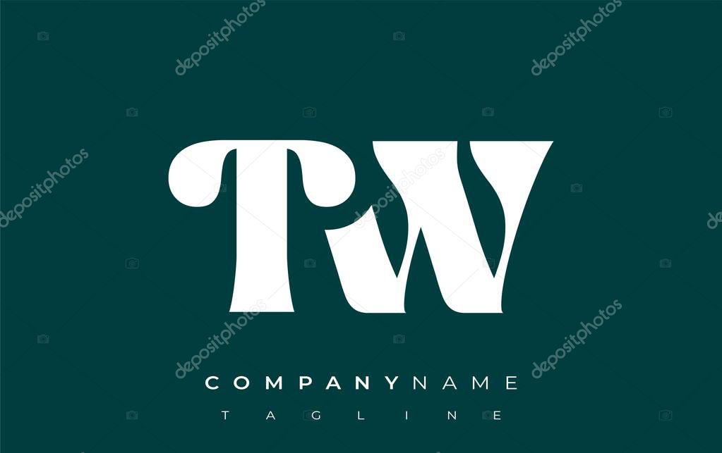 TW Creative Abstract Typography Logo Design. Elegant logo combining bold typography and creative shapes, ideal for branding and identity solutions.