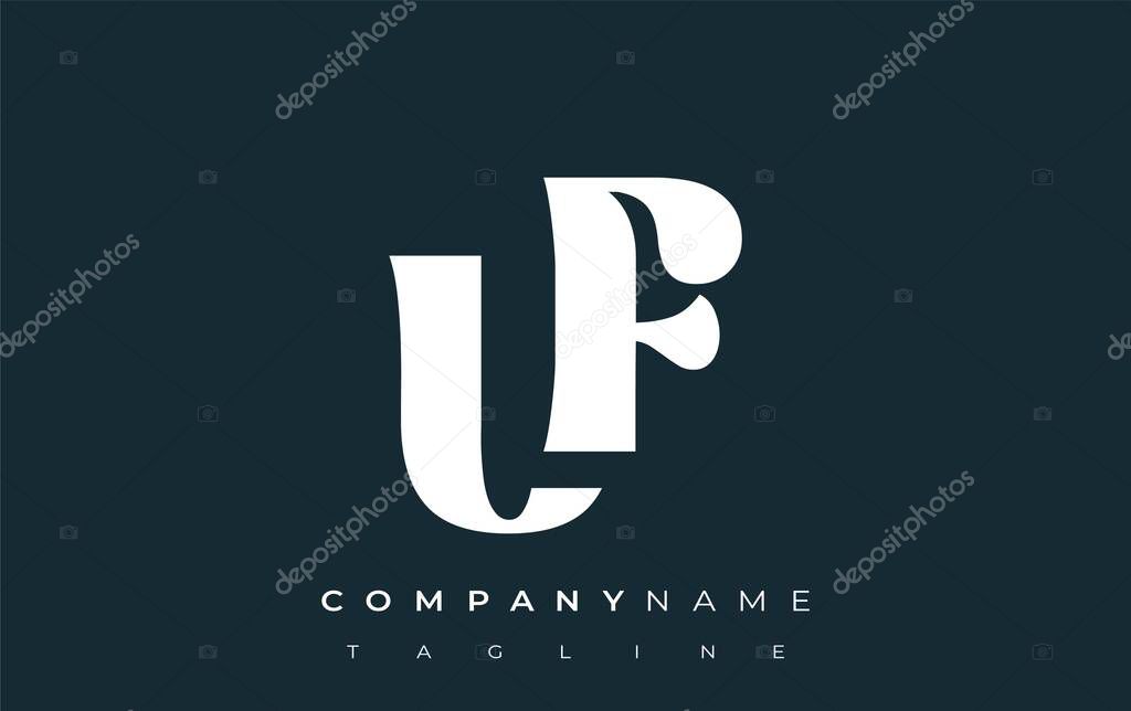 UF Creative Abstract Typography Logo Design. Elegant logo combining bold typography and creative shapes, ideal for branding and identity solutions.