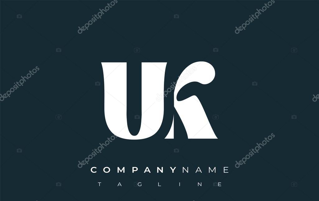 UK Creative Abstract Typography Logo Design. Elegant logo combining bold typography and creative shapes, ideal for branding and identity solutions.